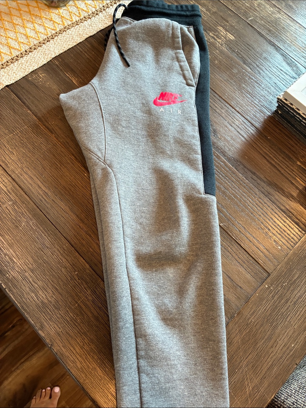 Nike Gray & Black Sweatpants with Red Nike Air Logo